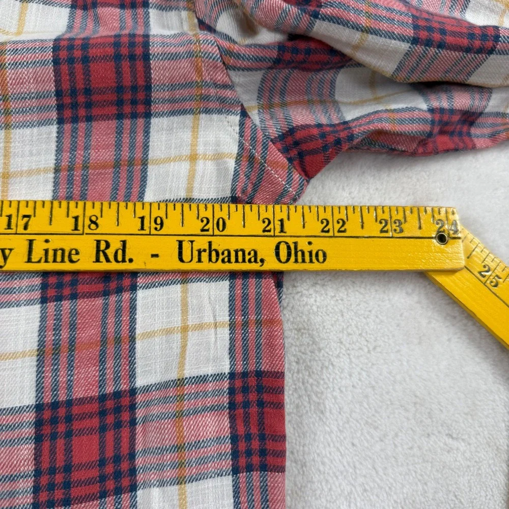 Gap Mens Small Untucked Fit Red Plaid Flannel Button Down Shirt New‎ NWT Cotton
